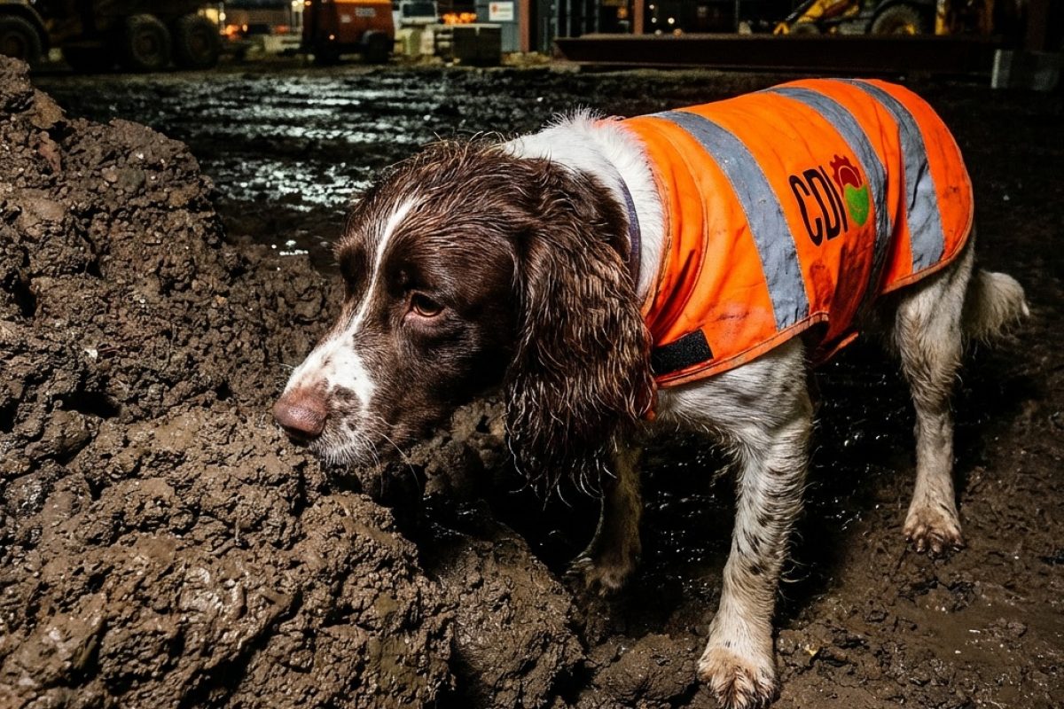 Close,Up,Photo,Of,Picture,Of,Spaniel,Dog,Wearing,Fluorescent