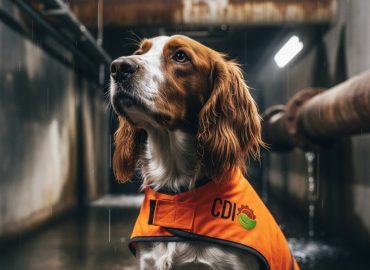 Close,Up,Photo,Of,Picture,Of,Spaniel,Dog,Wearing,Fluorescent